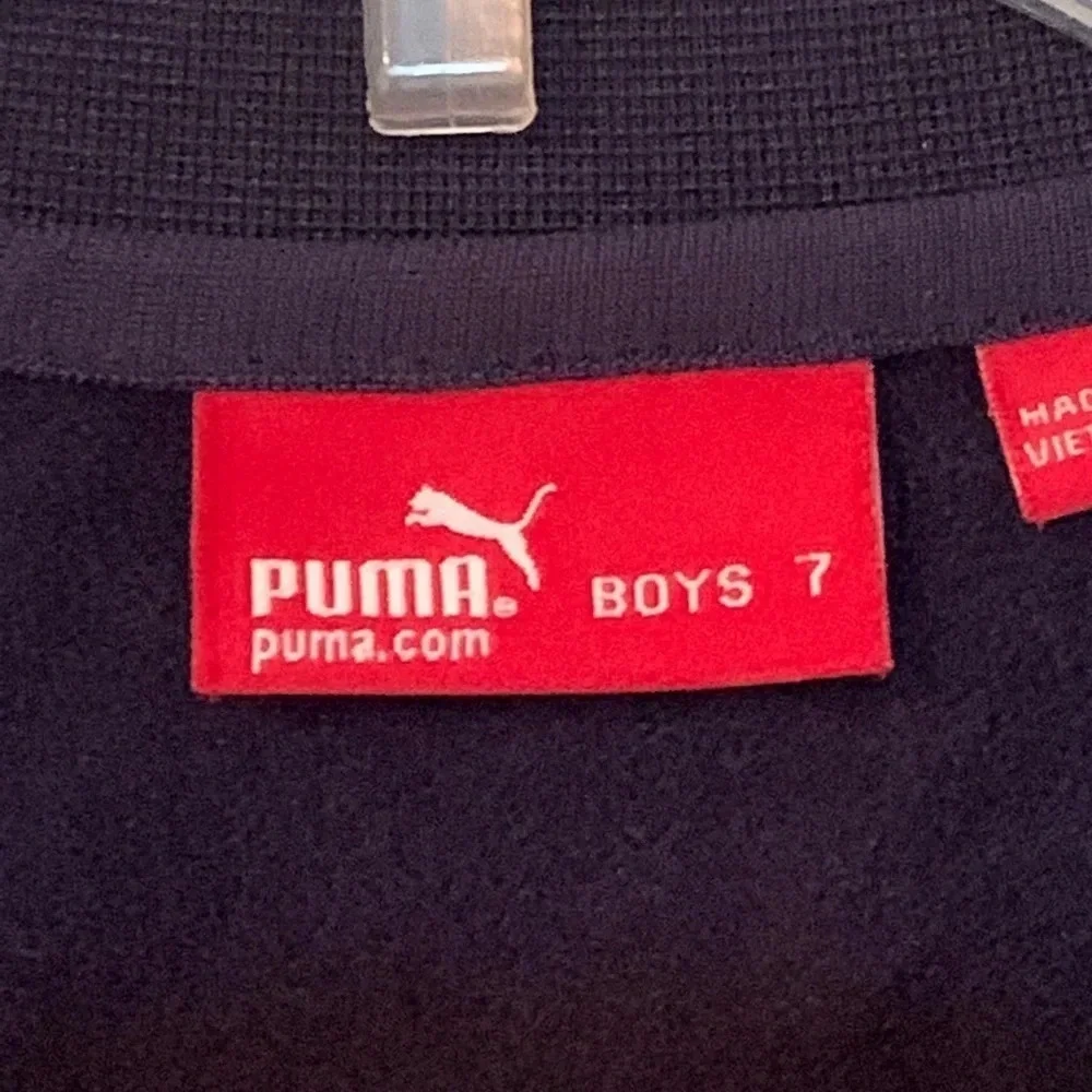 Puma Boys Size 7 Navy Track Jacket Full Zip Athletic Logo